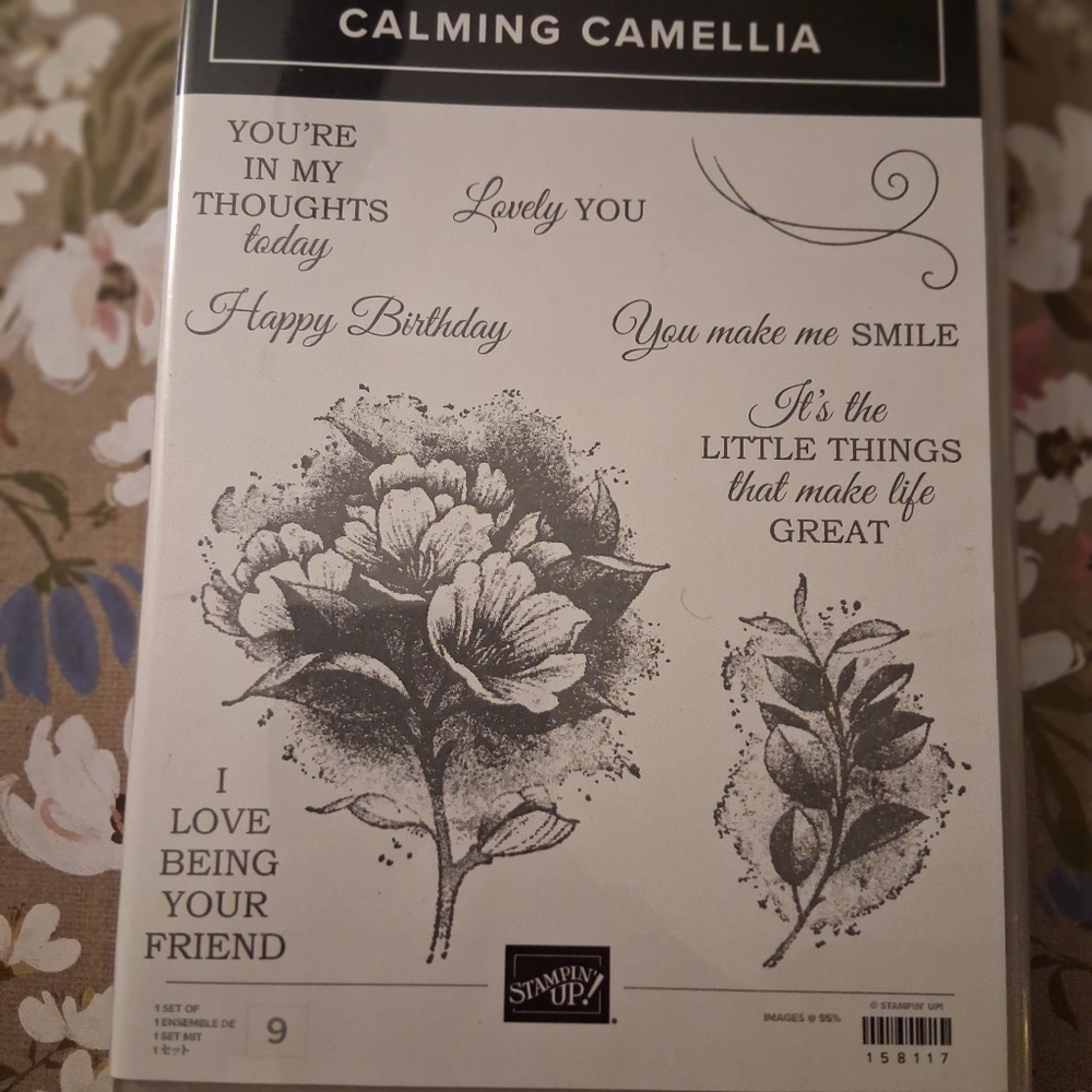 Stampin' Up! Calming Camellia Stamp Set - Black and White